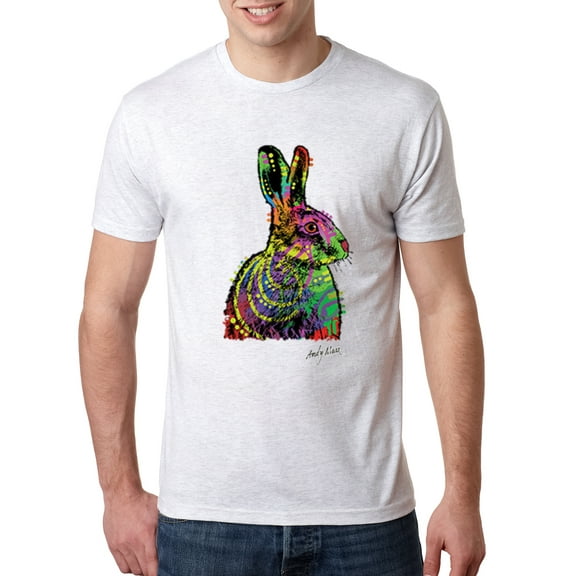 Wild Bobby, Colorful Rainbow Rabbit Animal Lover Mens Premium Tri Blend T-Shirt, Heather White, Large