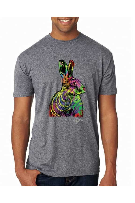 , Colorful Rainbow Rabbit Animal Lover Mens Premium Tri Blend T-Shirt, Premium Heather, Medium