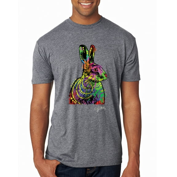 Wild Bobby, Colorful Rainbow Rabbit Animal Lover Mens Premium Tri Blend T-Shirt, Premium Heather, X-Large