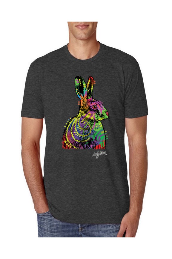 , Colorful Rainbow Rabbit Animal Lover Mens Premium Tri Blend T-Shirt, Vintage Black, Small