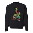 thumbnail image 1 of Wild Bobby, Colorful Rainbow Rabbit Animal Lover Unisex Crewneck Graphic Sweatshirt, Black, Small, 1 of 3