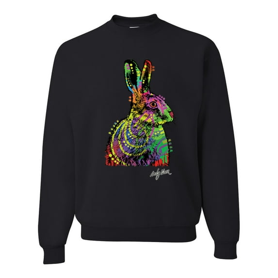 Wild Bobby, Colorful Rainbow Rabbit Animal Lover Unisex Crewneck Graphic Sweatshirt, Black, Small