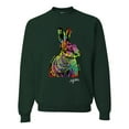 thumbnail image 1 of Wild Bobby, Colorful Rainbow Rabbit Animal Lover Unisex Crewneck Graphic Sweatshirt, Forest Green, Large, 1 of 3