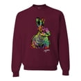 thumbnail image 1 of Wild Bobby, Colorful Rainbow Rabbit Animal Lover Unisex Crewneck Graphic Sweatshirt, Maroon, X-Large, 1 of 3