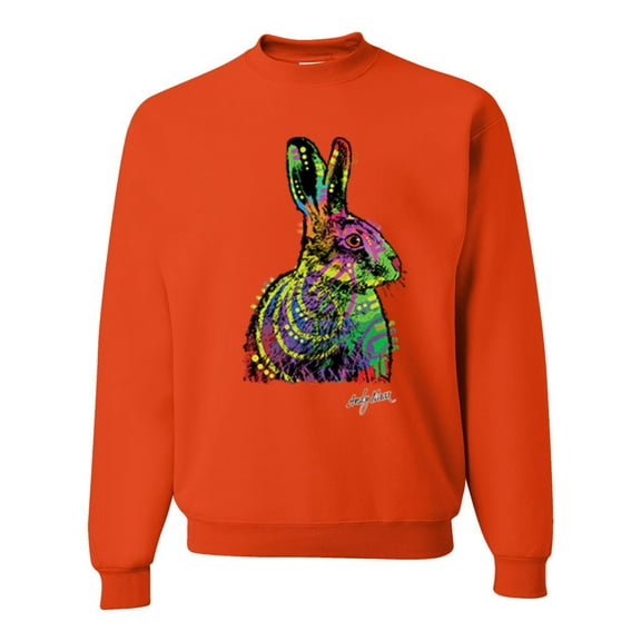 Wild Bobby, Colorful Rainbow Rabbit Animal Lover Unisex Crewneck Graphic Sweatshirt, Orange, Small