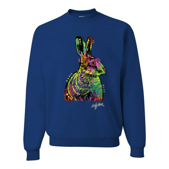 Wild Bobby, Colorful Rainbow Rabbit Animal Lover Unisex Crewneck Graphic Sweatshirt, Royal, X-Large