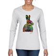 thumbnail image 1 of Wild Bobby, Colorful Rainbow Rabbit Animal Lover Womens Graphic Long Sleeve T-Shirt, White, X-Large, 1 of 3