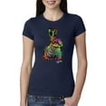 thumbnail image 1 of Wild Bobby, Colorful Rainbow Rabbit Animal Lover Womens Slim Fit Junior Tee, Navy, Large, 1 of 3