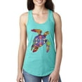 thumbnail image 1 of Wild Bobby, Colorful Rainbow Sea Turtle Animal Lover Ladies Racerback Tank Top, Tahiti Blue, Large, 1 of 3