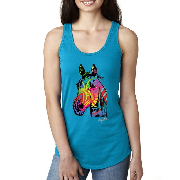 Wild Bobby, Colorful Rainbow Sea Turtle Animal Lover Ladies Racerback Tank Top, Turquoise, Large