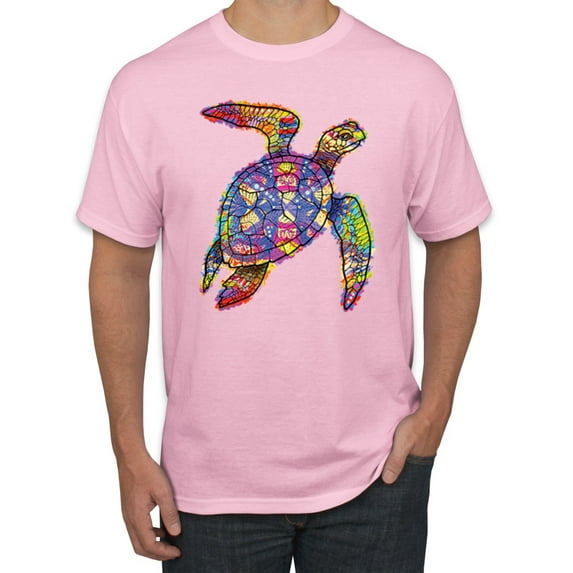 Wild Bobby, Colorful Rainbow Sea Turtle Animal Lover Men's Graphic T-Shirt, Light Pink, X-Large