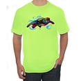 thumbnail image 1 of Wild Bobby, Colorful Rainbow Sea Turtle Animal Lover Men's Graphic T-Shirt, Safety Green, Small, 1 of 3
