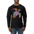 thumbnail image 1 of Wild Bobby, Colorful Rainbow Sea Turtle Animal Lover Mens Long Sleeve Shirt, Black, Small, 1 of 3