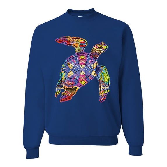 Wild Bobby, Colorful Rainbow Sea Turtle Animal Lover Unisex Crewneck Graphic Sweatshirt, Royal, Large