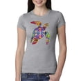 thumbnail image 1 of Colorful Rainbow Sea Turtle Animal Lover Womens Slim Fit Junior Tee, Heather Grey, Small, 1 of 3