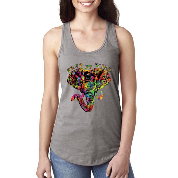 Wild Bobby, Colorful Rainbow Seahorses Animal Lover Ladies Racerback Tank Top, Heather Grey, Small