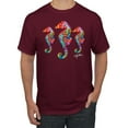 thumbnail image 1 of Wild Bobby, Colorful Rainbow Seahorses Animal Lover Men's Graphic T-Shirt, Maroon, Large, 1 of 3