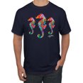 thumbnail image 1 of Wild Bobby, Colorful Rainbow Seahorses Animal Lover Men's Graphic T-Shirt, Navy, 2XL, 1 of 3