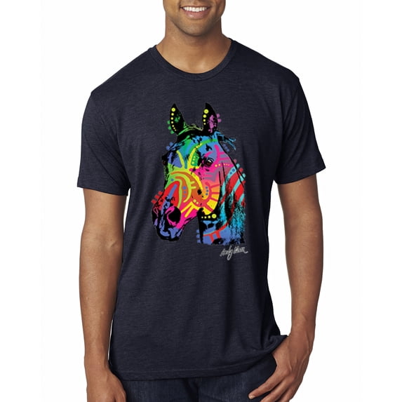 Wild Bobby, Colorful Rainbow Seahorses Animal Lover Mens Premium Tri Blend T-Shirt, Vintage Navy, Small