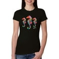 thumbnail image 1 of Colorful Rainbow Seahorses Animal Lover Womens Slim Fit Junior Tee, Black, Small, 1 of 3