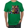 thumbnail image 1 of Wild Bobby Colorful Rainbow Siberian Tiger Animal Lover Men Graphic Tee, Kelly, Medium, 1 of 5