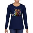thumbnail image 1 of Wild Bobby Colorful Rainbow Siberian Tiger Animal Lover Women Graphic Long Sleeve Tee, Navy, Small, 1 of 5