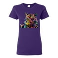 thumbnail image 1 of Wild Bobby Colorful Rainbow Siberian Tiger Animal Lover Women Graphic Tee, Purple, XX-Large, 1 of 5