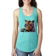 thumbnail image 1 of Wild Bobby Colorful Rainbow Siberian Tiger Animal Lover Women Racerback Tank Top, Tahiti Blue, X-Large, 1 of 3