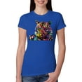 thumbnail image 1 of Wild Bobby Colorful Rainbow Siberian Tiger Animal Lover Women Slim Fit Junior Tee, Royal, Small, 1 of 5