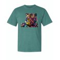 thumbnail image 1 of Wild Bobby,Colorful Rainbow Tiger Animal Lover Garment-Dyed Washed Look Short Sleeve Tees, Emerald, Medium, 1 of 3