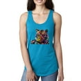 thumbnail image 1 of Wild Bobby, Colorful Rainbow Tiger Animal Lover Ladies Racerback Tank Top, Turquoise, Large, 1 of 3