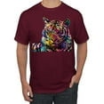 thumbnail image 1 of Wild Bobby, Colorful Rainbow Tiger Animal Lover Men's Graphic T-Shirt, Maroon, Medium, 1 of 3