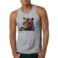 thumbnail image 1 of Wild Bobby, Colorful Rainbow Tiger Animal Lover Mens Graphic Tank Top, Heather Grey, 2XL, 1 of 3