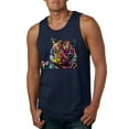 thumbnail image 1 of Wild Bobby, Colorful Rainbow Tiger Animal Lover Mens Graphic Tank Top, Navy, Medium, 1 of 3
