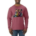 thumbnail image 1 of Wild Bobby, Colorful Rainbow Tiger Animal Lover Mens Long Sleeve Shirt, Vintage Heather Red, 2XL, 1 of 3