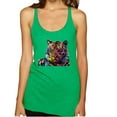 thumbnail image 1 of Wild Bobby, Colorful Rainbow Tiger Animal Lover Tri-Blend Racerback Tank Top, Envy, Small, 1 of 3
