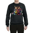 thumbnail image 1 of Wild Bobby, Colorful Rainbow Tiger Animal Lover Unisex Crewneck Graphic Sweatshirt, Black, Small, 1 of 3