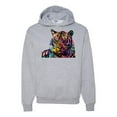 thumbnail image 1 of Wild Bobby, Colorful Rainbow Tiger Animal Lover Unisex Graphic Hoodie Sweatshirt, Heather Grey, Large, 1 of 3