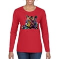 thumbnail image 1 of Wild Bobby, Colorful Rainbow Tiger Animal Lover Womens Graphic Long Sleeve T-Shirt, Red, 2XL, 1 of 3