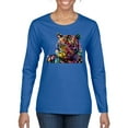 thumbnail image 1 of Wild Bobby, Colorful Rainbow Tiger Animal Lover Womens Graphic Long Sleeve T-Shirt, Royal, Medium, 1 of 3