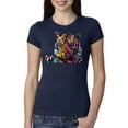 thumbnail image 1 of Wild Bobby, Colorful Rainbow Tiger Animal Lover Womens Slim Fit Junior Tee, Navy, Medium, 1 of 3
