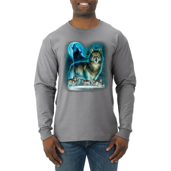 Wild Bobby, Colorful Rainbow Unicorn Animal Lover Mens Long Sleeve Shirt, Heather Grey, Large