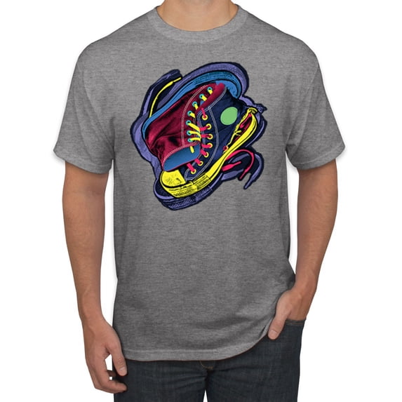 Wild Bobby, Colorful Sneakers Chucks Streetwear Men's Graphic T-Shirt, Heather Grey, Medium