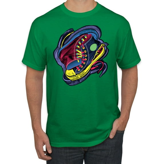 Wild Bobby, Colorful Sneakers Chucks Streetwear Men's Graphic T-Shirt, Kelly, Medium