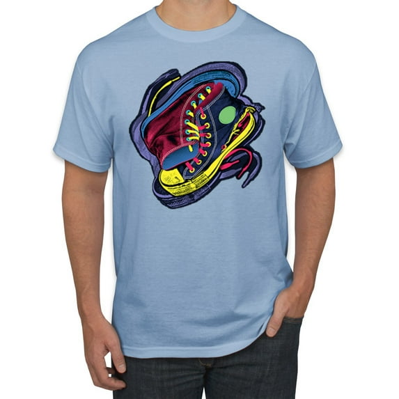 Wild Bobby, Colorful Sneakers Chucks Streetwear Men's Graphic T-Shirt, Light Blue, Small