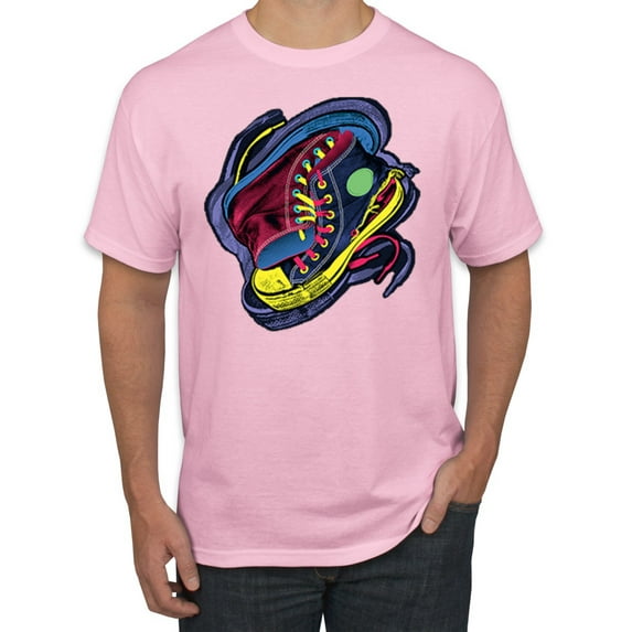 Wild Bobby, Colorful Sneakers Chucks Streetwear Men's Graphic T-Shirt, Light Pink, Large