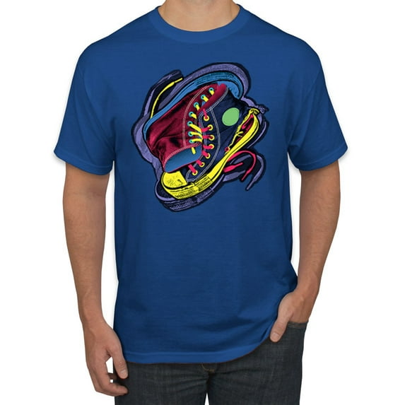 Wild Bobby, Colorful Sneakers Chucks Streetwear Men's Graphic T-Shirt, Royal, 4XL