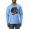 thumbnail image 1 of Wild Bobby, Colorful Sneakers Chucks Streetwear Mens Long Sleeve Shirt, Light Blue, Large, 1 of 3
