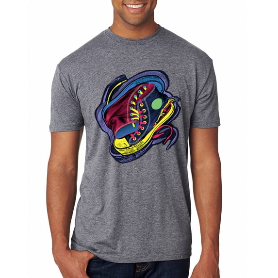 Wild Bobby, Colorful Sneakers Chucks Streetwear Mens Premium Tri Blend T-Shirt, Premium Heather, X-Large
