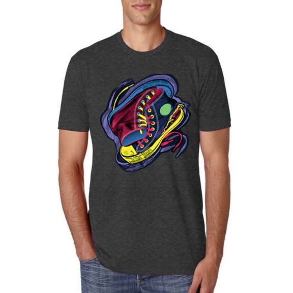 Wild Bobby, Colorful Sneakers Chucks Streetwear Mens Premium Tri Blend T-Shirt, Vintage Black, X-Large